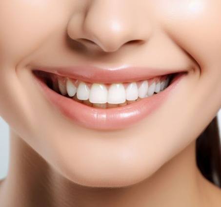 Close-up of woman’s beautiful smile after receiving a CEREC crown