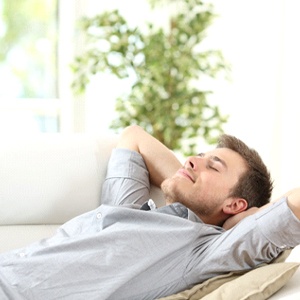 man resting directly after placement procedure