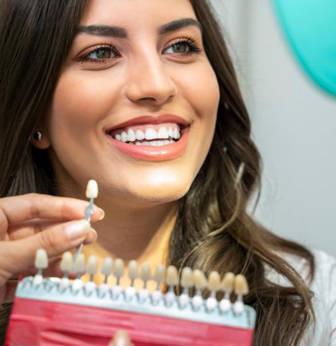 a patient undergoing the teeth whitening process