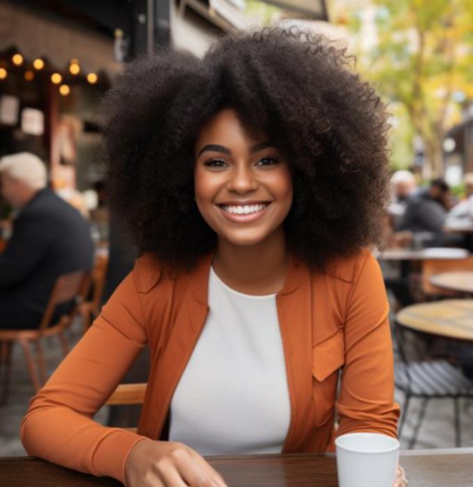 a woman with a white and beautiful smile