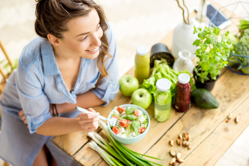 Patient eating to fight gum disease